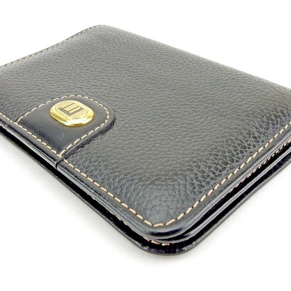 20%OFF Dunhill Card Case Logo Plate Leather Authentic USED - Picture 3 of 7